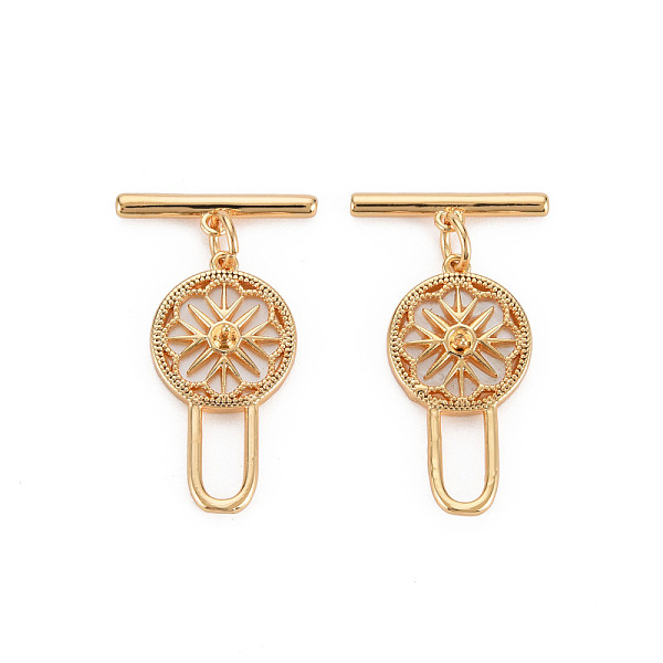 

PandaHall Brass Toggle Clasps, Nickel Free, Flat Round, Real 18K Gold Plated, 29mm, Flat Round: 22.5x12x4mm, Bar: 17x4x2mm, Jump Ring...