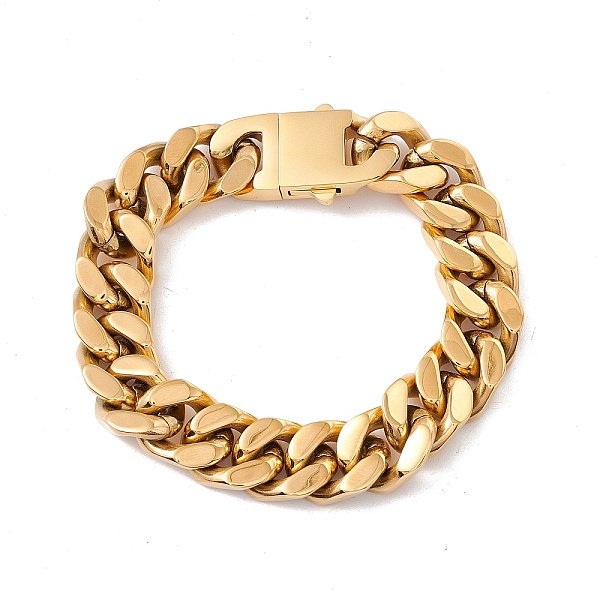 

PandaHall Ion Plating(IP) 304 Stainless Steel Curb Chains Bracelet for Women, Golden, 8-5/8 inch(22cm) 304 Stainless Steel