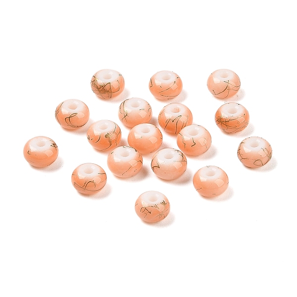 

PandaHall Opaque Spray Painted Glass Beads, Rondelle, Drawbench Style, Light Salmon, 8x5mm, Hole: 2mm, about 1041pcs/500g Glass Rondelle