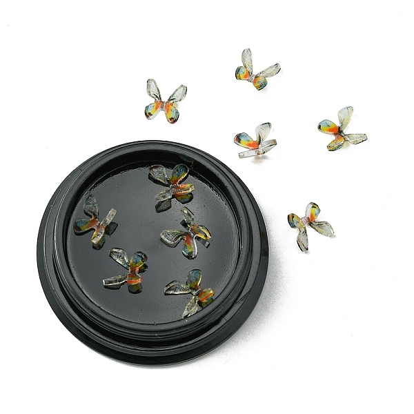 

PandaHall Resin Cabochons, Nail Art Decoration Accessories, with Plastic Bead Storage Containers, 3D Butterfly, Colorful...