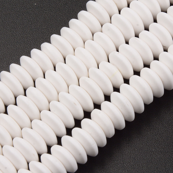 

PandaHall Handmade Polymer Clay Beads Strands, Flat Round, Creamy White, 8.5~9x3.5mm, Hole: 1.6mm, about 112pcs/strand, 15.75 inch~16.14...