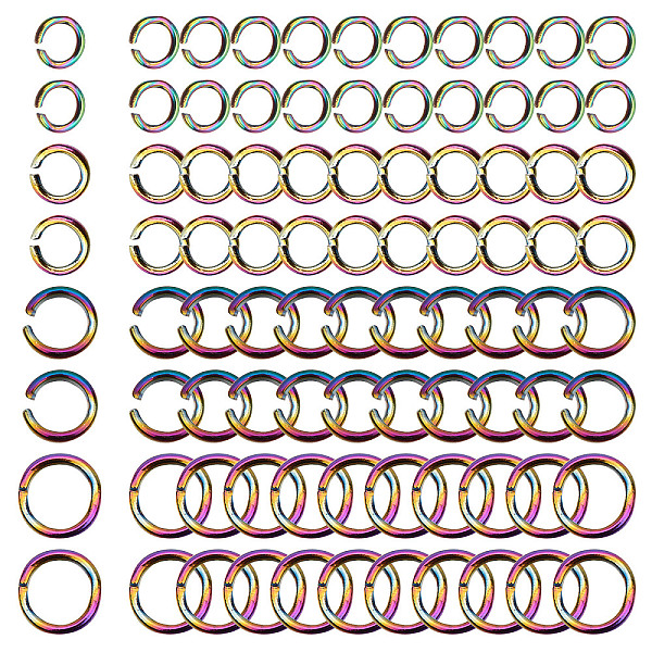

PandaHall SUNNYCLUE 1 Box 200Pcs 4 Size Stainless Steel Open Jump Rings 6mm Rainbow Jump Ring 5mm Jumprings Metal Connector Rings for...