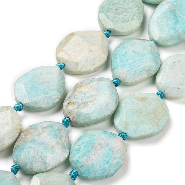 

PandaHall Natural Amazonite Beads Strands, Oval, Faceted, 29~31x22~24x7~8mm, Hole: 2mm, about 11~12pcs/strand, 15.7 inch(40cm) Amazonite...