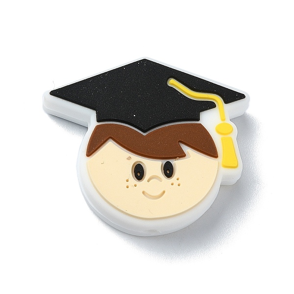 

PandaHall Graduation Theme Silicone Beads, DIY Nursing Necklaces Making, Human, 26x30x8mm, Hole: 2.5mm Silicone Human