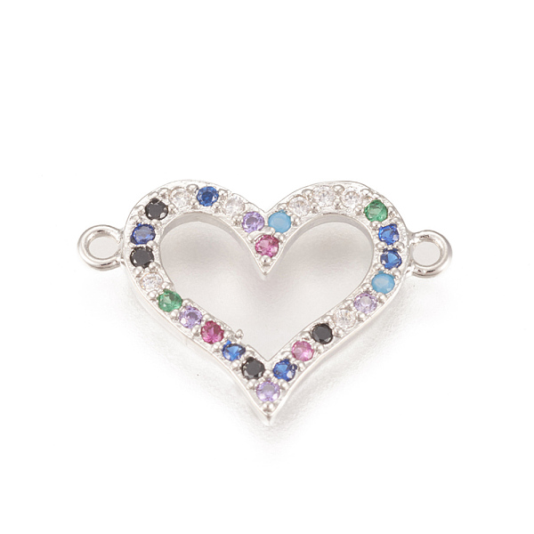 

PandaHall Brass Micro Pave Cubic Zirconia Links, Long-Lasting Plated, Lead Free & Cadmium Free & Nickel Free, Heart, Colorful, Real Platinum...