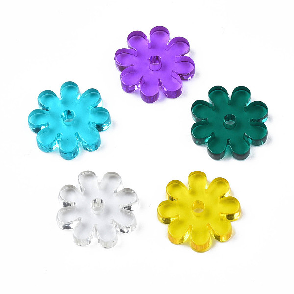 

PandaHall Transparent Acrylic Beads, Flower, Mixed Color, 14.5x14.5x2.5~3mm, Hole: 2mm Acrylic Flower Multicolor
