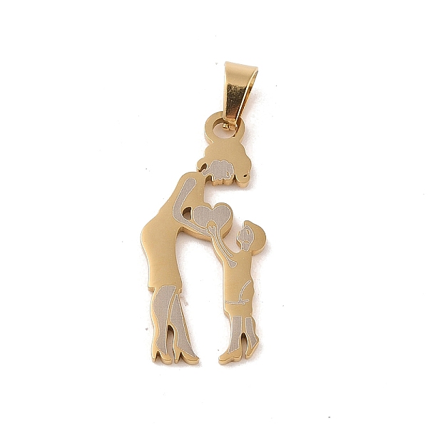 

PandaHall Mother's Day Ion Plating(IP) 304 Stainless Steel Pendants, Laser Cut, Mother and Son Charm, Real 18K Gold Plated, 32x14x1mm, Hole...