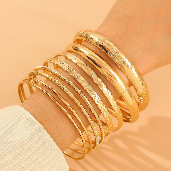 8Pcs Alloy Bangle S… - image