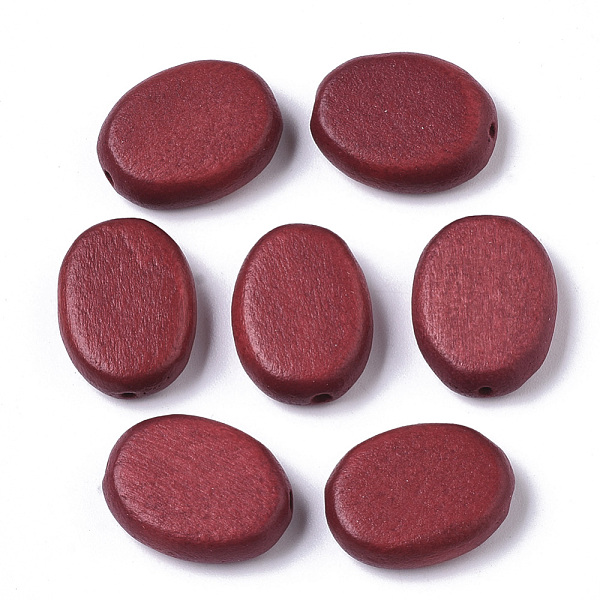 

PandaHall Painted Natural Wood Beads, Oval, Crimson, 18x14x5.5mm, Hole: 1.5mm Schima Wood Oval Pink