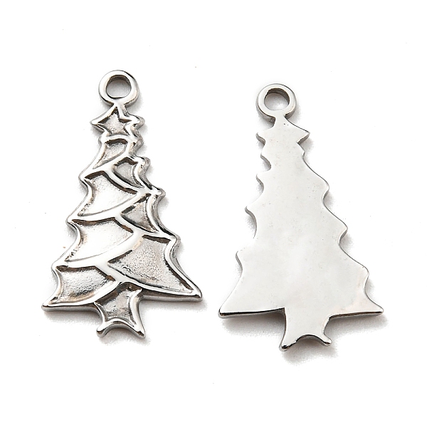 

PandaHall 304 Stainless Steel Pendants, Manual Polishing, Christmas Theme, Christmas Tree Charms, Stainless Steel Color, 20x12x1mm, Hole...