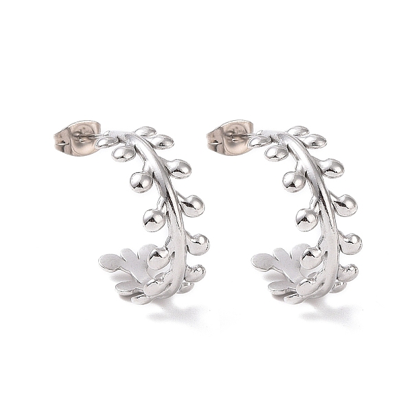 

PandaHall 304 Stainless Steel Leaf Wrap Stud Earrings, Half Hoop Earrings for Women, Stainless Steel Color, 20.5x8mm, Pin: 0.7mm 304...