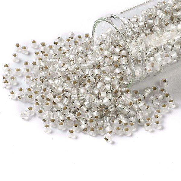 PandaHall TOHO Round Seed Beads, Japanese Seed Beads, (21F) Silver-Lined Translucent Frosted Crystal Clear, 8/0, 3mm, Hole: 1mm, about...