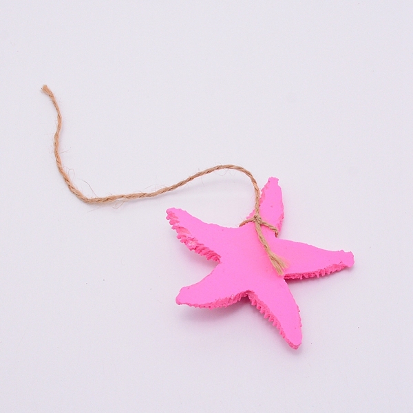 

PandaHall Mediterranean Style Resin Pendant Decorations, with Hemp Rope, Starfish, Pearl Pink, 21.5cm Resin Starfish