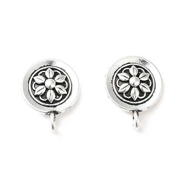 

PandaHall Rack Plating Alloy Stud Earring Findings, with Vertical Loops, Cadmium Free & Lead Free, Flat Round with Flower, Antique Silver...