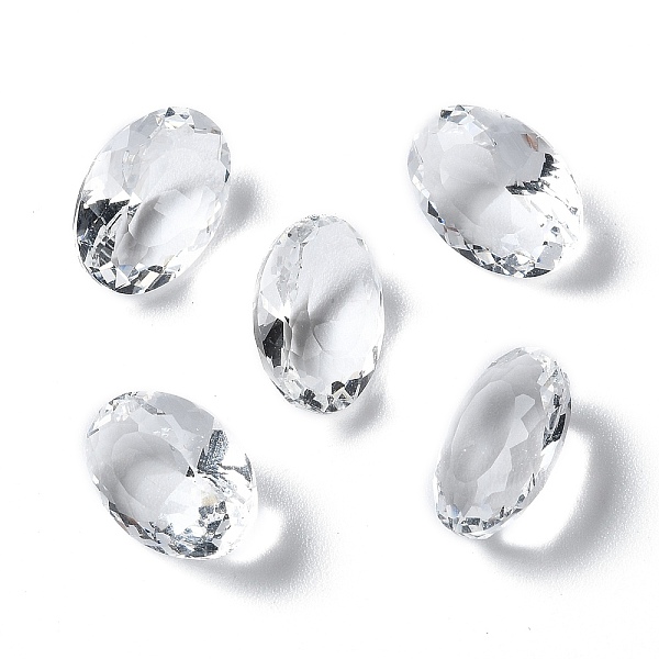 

PandaHall Transparent Glass Rhinestone Cabochons, Faceted, Pointed Back, Oval, Clear, 14x10x6mm Glass Rhinestone Oval Clear