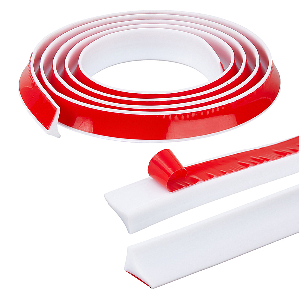 

PandaHall TPE Collapsible Shower Threshold Water Dam, Self Adhesive Waterproof Barrier for Bathroom and Kitchen, White, 19.5x3~12mm TPE...