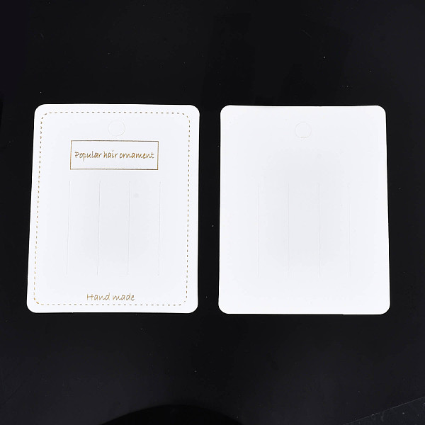 

PandaHall Cardboard Hair Clip Display Cards, Rectangle with Word Handmade, White, 10x7.5x0.04cm Paper Word White