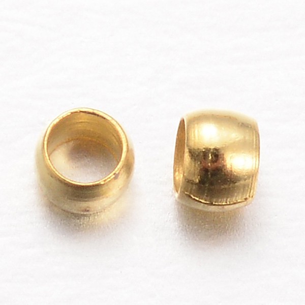

PandaHall Rondelle Brass Crimp Beads, Golden, 2x1mm, Hole: 1mm, about 10000pcs/100g Brass Rondelle