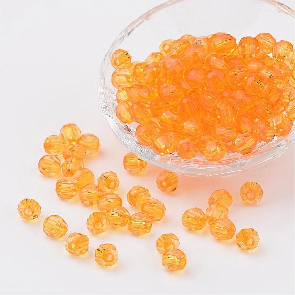 

PandaHall Transparent Acrylic Beads, Faceted, Round, Orange, 8mm, Hole: 1.5mm, about 1800pcs/500g Acrylic Round Orange