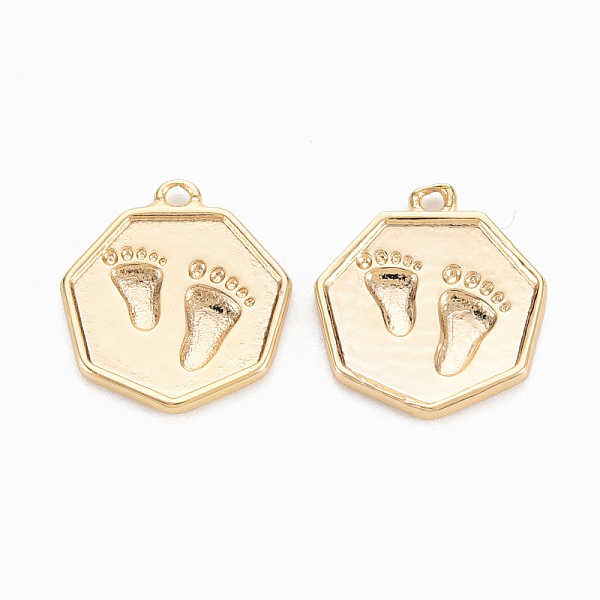 

PandaHall Brass Pendants, Nickel Free, Polygon with Foot Print, Real 18K Gold Plated, 16x14x1.5mm, Hole: 1.2mm Brass Polygon