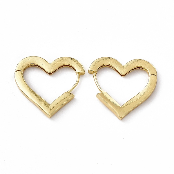 

PandaHall Rack Plating Brass Heart Hoop Earrings for Women, Real 18K Gold Plated, 26x26x3mm, Pin: 0.8mm Brass Heart