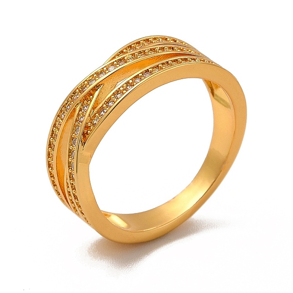 

PandaHall Clear Cubic Zirconia Criss Cross Finger Ring, Rack Plating Brass Jewelry for Women, Cadmium Free & Lead Free, Real 18K Gold Plated...