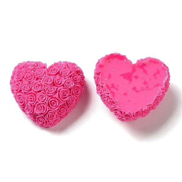 

PandaHall Opaque Resin Cabochons, Heart, Camellia, 22.5x25x11mm Resin Heart Pink
