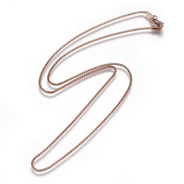 

PandaHall 304 Stainless Steel Box Chain Necklaces, with Lobster Claw Clasps, Rose Gold, 19.6 inch(50cm), 1.5mm 304 Stainless Steel