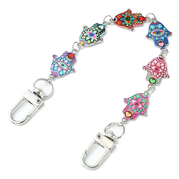 

PandaHall Hamsa Hand with Evil Eye Alloy Enamel Link Bag Extender Chains, with Alloy Swivel Clasps, Platinum, 23.8cm Alloy+Enamel Hamsa Hand