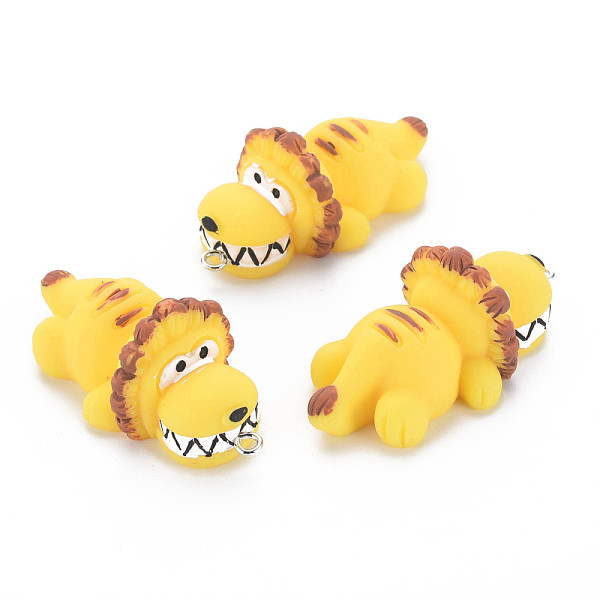 

PandaHall Opaque Resin Big Pendants, with Platinum Tone Iron Loop, Lion, Gold, 57~58.5x27.5~28.5x22.5mm, Hole: 2.5mm Resin Lion Gold