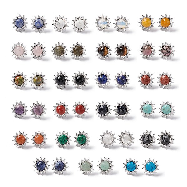 

PandaHall Gemstone Sun Stud Earrings with Cubic Zirconia, Platinum Brass Jewelry for Women, Cadmium Free & Nickel Free & Lead Free, 18mm..., Clear