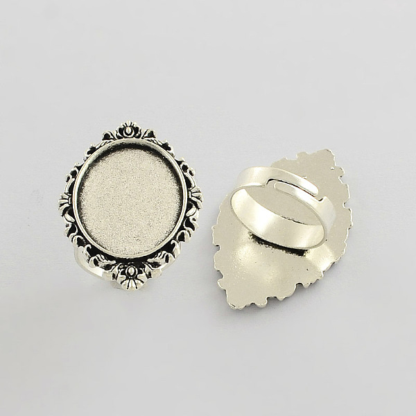

PandaHall Vintage Adjustable Iron Finger Ring Components Alloy Cabochon Bezel Settings, Cadmium Free & Lead Free, Antique Silver, 17x5mm...