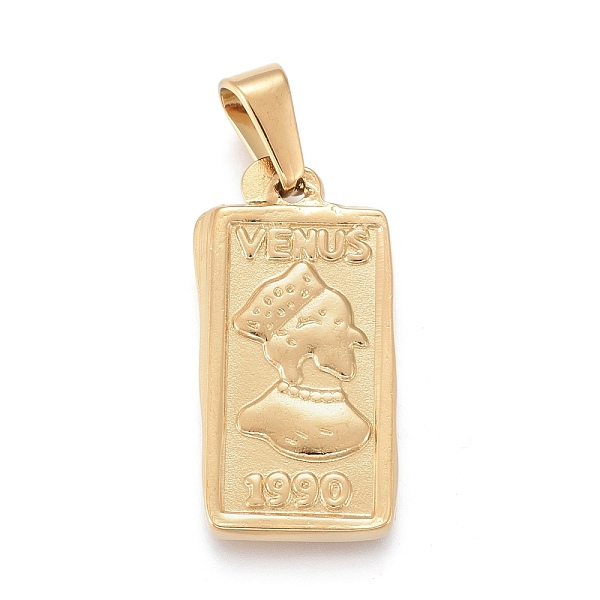 

PandaHall 304 Stainless Steel Pendants, Rectangle with Venus, Golden, 25x12.5x2.5mm, Hole: 3.5x6.5mm 304 Stainless Steel Rectangle