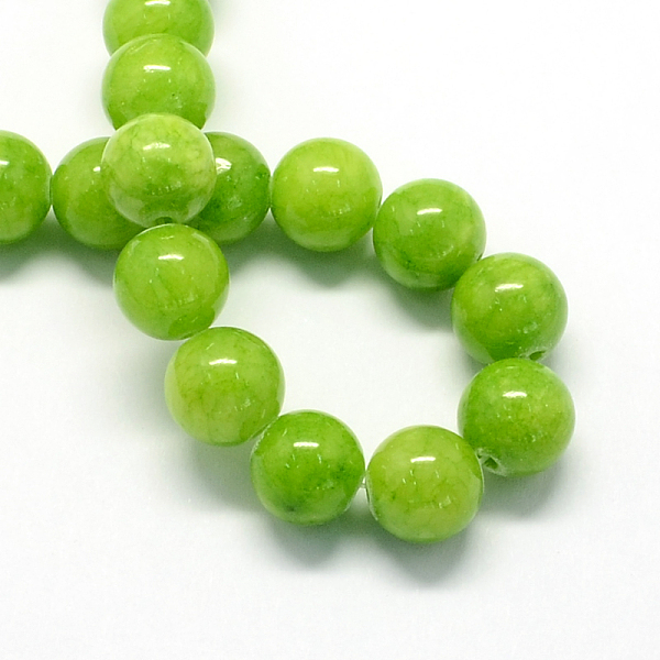 Chapelets de perles de pierres en jade jaune teinte