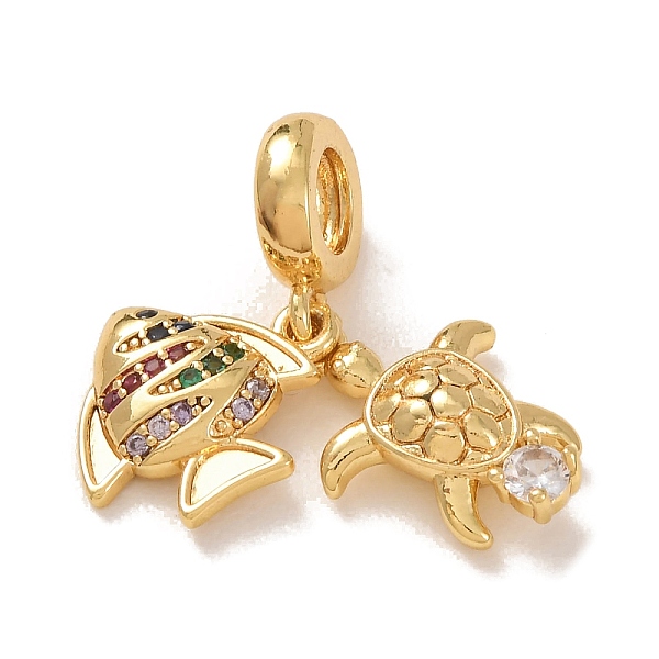 Charms pendenti europei in ottone con micro pavé di zirconi cubici