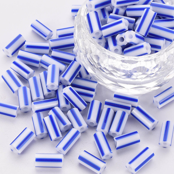 

PandaHall Glass Bugle Beads, Opaque Colours Seep, Round Hole, Blue, 8~10x4mm, Hole: 1.8mm, about 1800pcs/pound Glass Blue