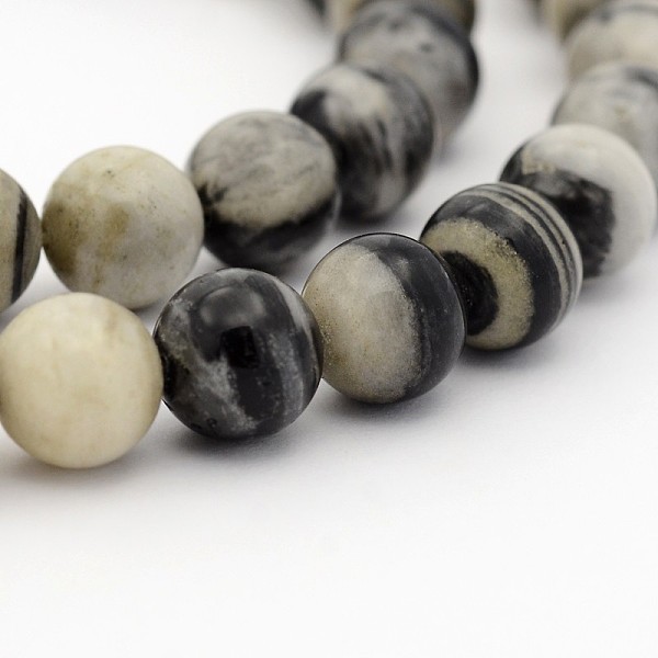 

PandaHall Natural Zebra Jasper Round Bead Strands, 12mm, Hole: 1mm, about 34pcs/strand, 15.7 inch Zebra Jasper Round