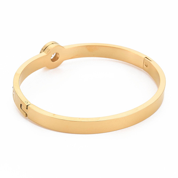 

PandaHall Crystal Rhinestone Flat Round Bangle, Stainless Steel Hinged Bangle for Women, Golden, Inner Diameter: 2x2-1/4 inch(5x5.8cm)...