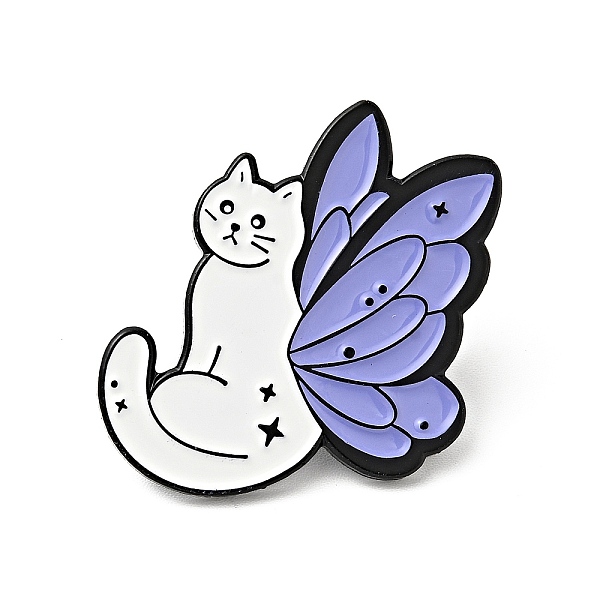 

PandaHall Cartoon Cat Enamel Pin, Electrophoresis Black Plated Alloy Badge for Backpack Clothes, Lilac, Wing Pattern, 26x25x1.5mm..., Purple
