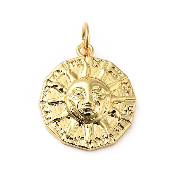 

PandaHall Rack Plating Brass Pendants, with Jump Ring, Cadmium Free & Nickel Free & Lead Free, Flat Round with Sun, Real 18K Gold Plated...