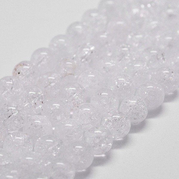 

PandaHall Natural Crackle Quartz Beads Strands, Round, Grade A, 4mm, Hole: 0.8mm, about 90pcs/strand, 15.1 inch Crackle Quartz Round White
