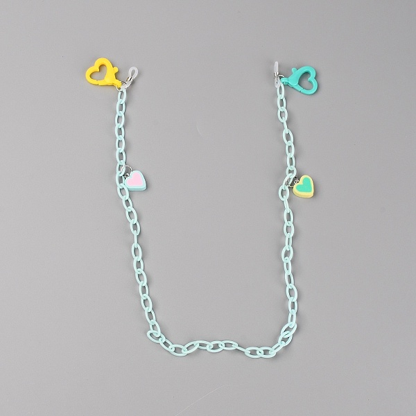 

PandaHall Eyeglasses Chains, Neck Strap for Eyeglasses, with Acrylic Cable Chains, Polymer Clay Heart Pendants and Rubber Loop Ends..., Green
