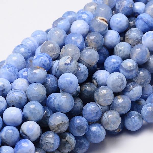 

PandaHall Dyed Natural Fire Crackle Agate Faceted Round Beads Strands, Cornflower Blue, 8mm, Hole: 1mm, about 48pcs/strand, 15.3 inch Fire...