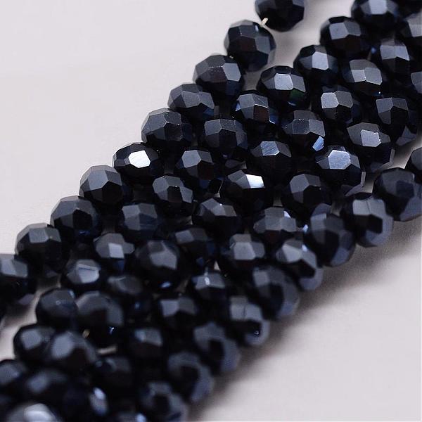 

PandaHall Electroplate Glass Bead Strands, Rondelle, Faceted, Pearl Luster Plated, Black, 3~3.5x2mm, Hole: 1mm, about 113~115pcs/strand...