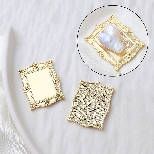

PandaHall Brass Pendants, Photo Frame Shape, Golden, 35x27mm Brass Rectangle