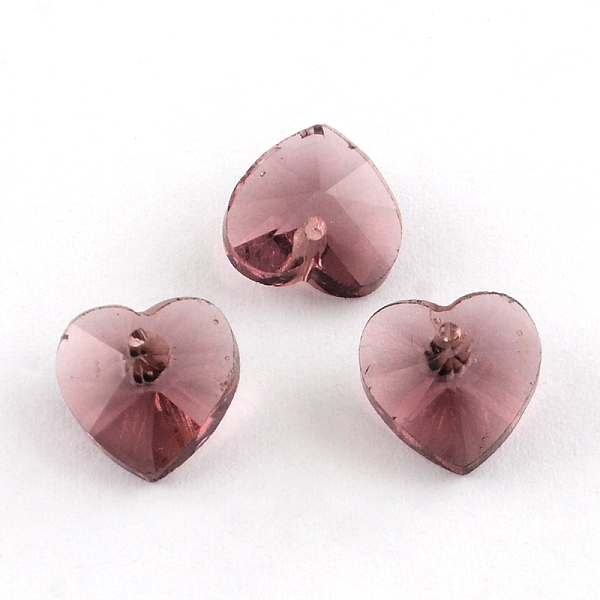 

PandaHall Faceted Heart Transparent Glass Charm Pendants, Rosy Brown, 10x10x5mm, Hole: 1mm Glass Heart
