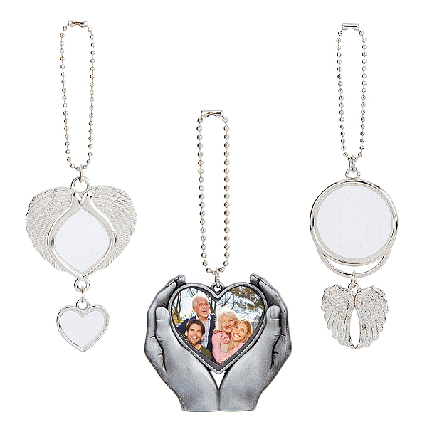 

PandaHall SUPERFINDINGS 3 Style Alloy Heat Transfer Sublimation Hanging Blank Pendant Decorations, Keychain Ornament Decoration, Heart &...