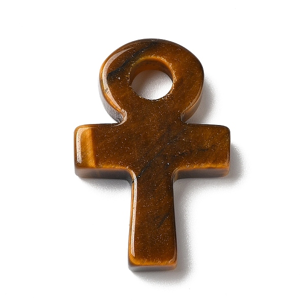 

PandaHall Natural Tiger Eye Pendants, Ankh Cross Charms, 29.5~30x20x5~5.5mm, Hole: 5mm Tiger Eye Cross