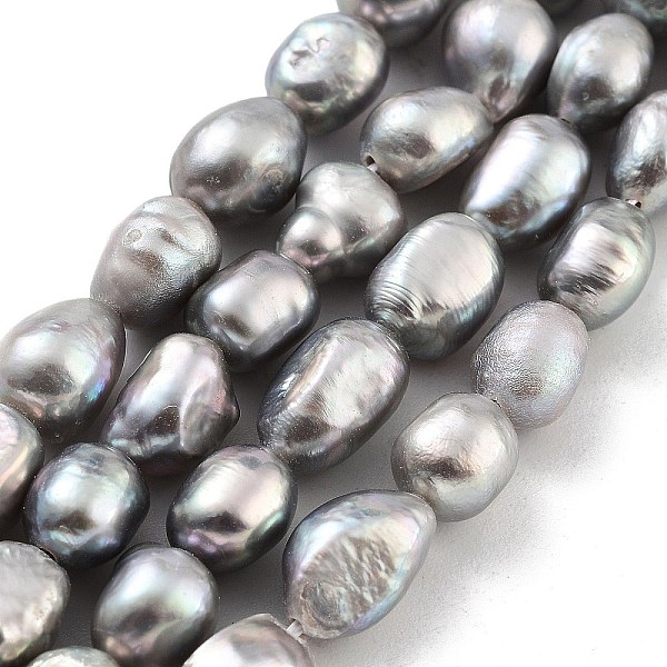 

PandaHall Dyed Natural Cultured Freshwater Pearl Beads Strands, Two Sides Polished, Grade 3A+, Gray, 6~7mm, Hole: 0.6mm, about 23pcs/strand...