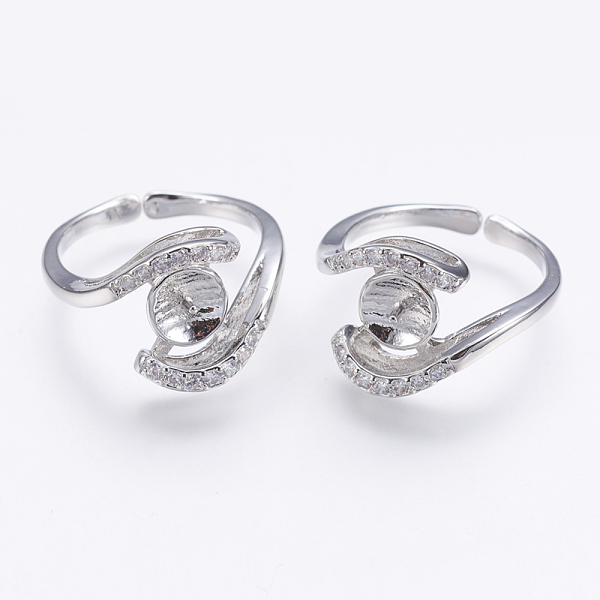 

PandaHall Brass Finger Ring Components, with Cubic Zirconia, For Half Drilled Beads, Lead Free & Cadmium Free & Nickel Free, Size 7...